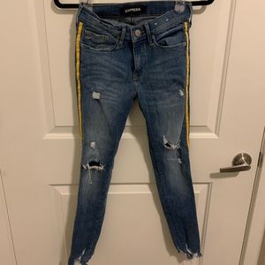 Express yellow stripe jeans